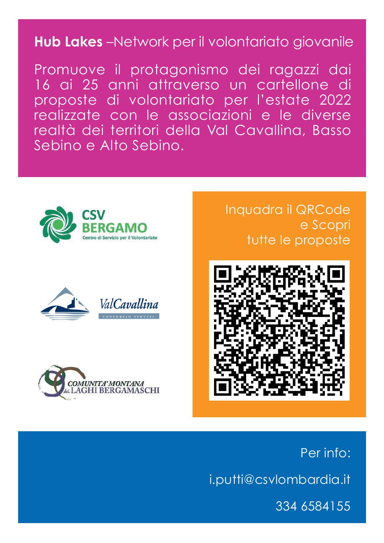Il Centro di Servizio per il Volontariato di Bergamo nell'ambito del progetto Hub Lakes - La Rete dei Giovani negli territori di Val Cavallina, Alto e Basso Sebino presenta VEG 2022- NETWORK PER IL VOLONTARIATO GIOVANILE, un cartellone di proposte di volontariato estivo pensate appositamente per i giovani!